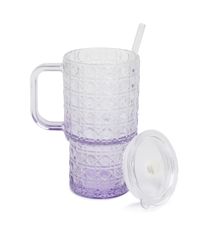 Verdelle Diamond Cut Glass Tumbler Purple view 6