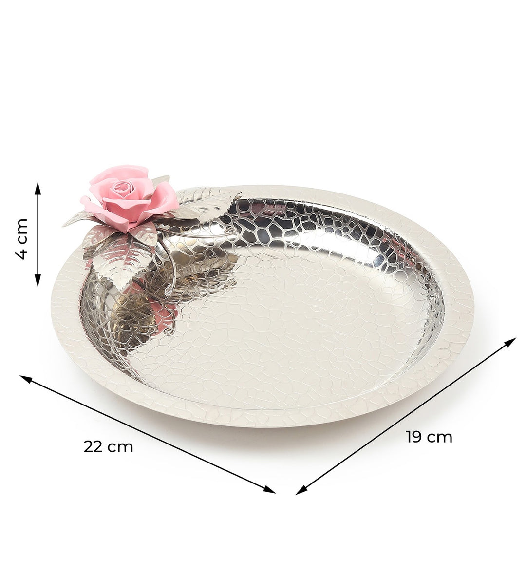 Petal Eclat Round Stainless Steel Serving Plate Pink view 3
