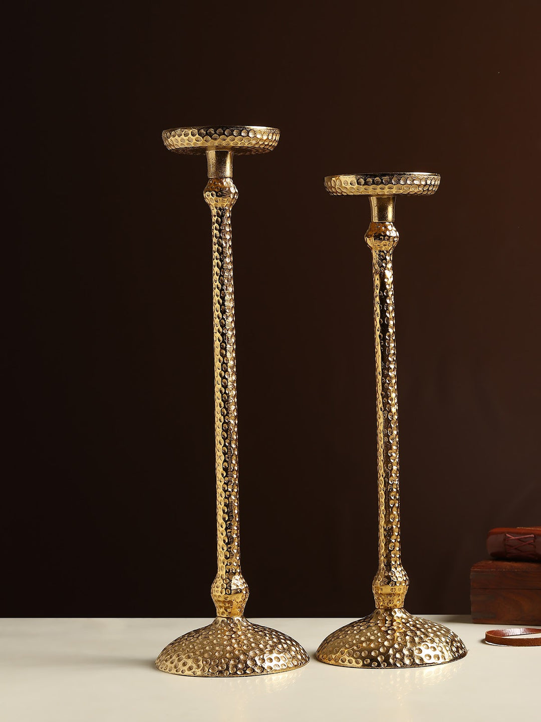 Expobazaar Harrington set of 2 gold candle holders