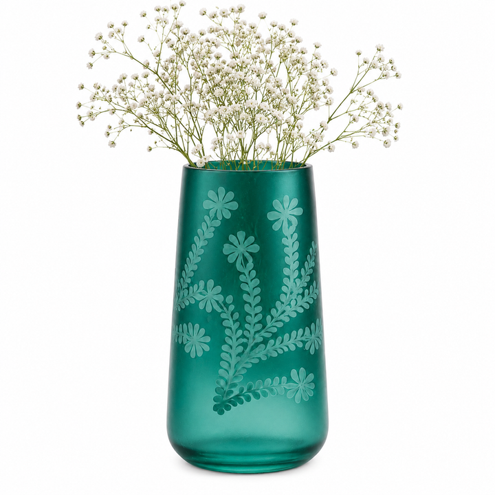 Glass Flower Vase, Rama Green