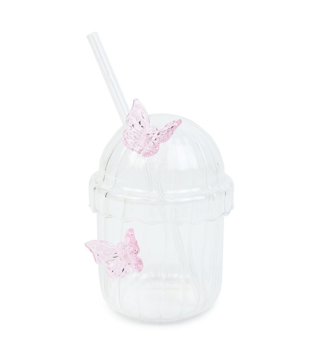 Titli Bella Butterfly Ribbed Tall Glass Tumbler view 5