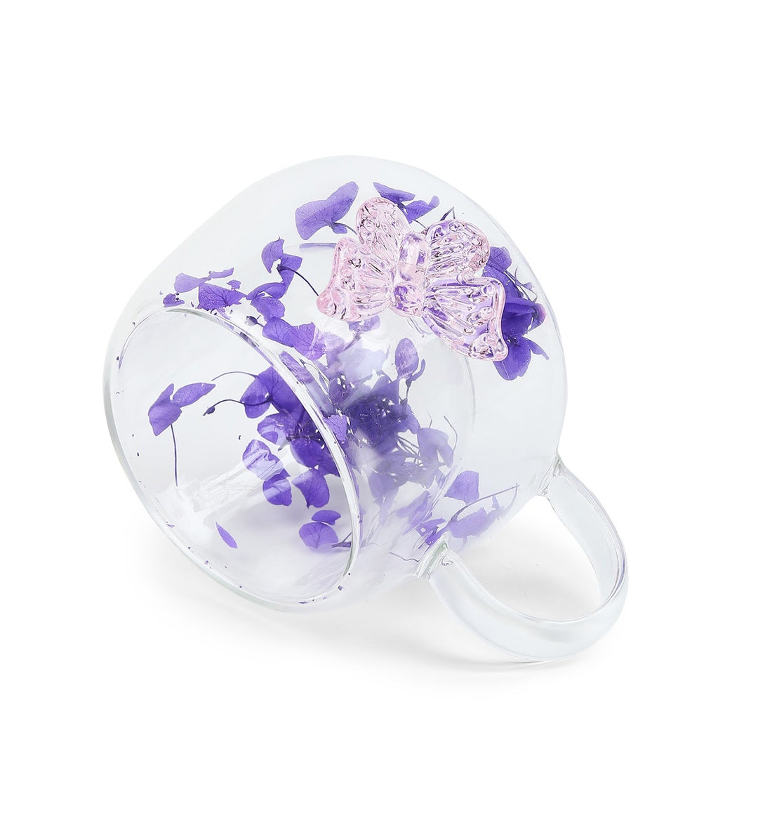 Titli Bloom Floral Glass Mug with Butterfly Purple view 6