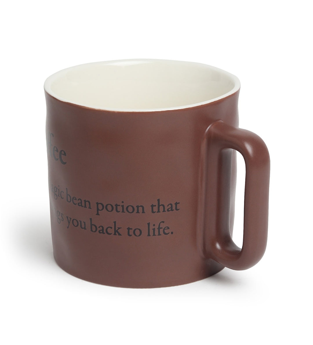 Quip Ceramic Coffee Mug with Playful Inscription Brown view 5