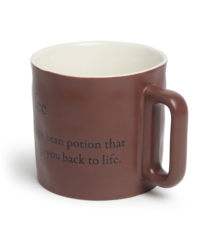 Quip Ceramic Coffee Mug with Playful Inscription Brown view 5