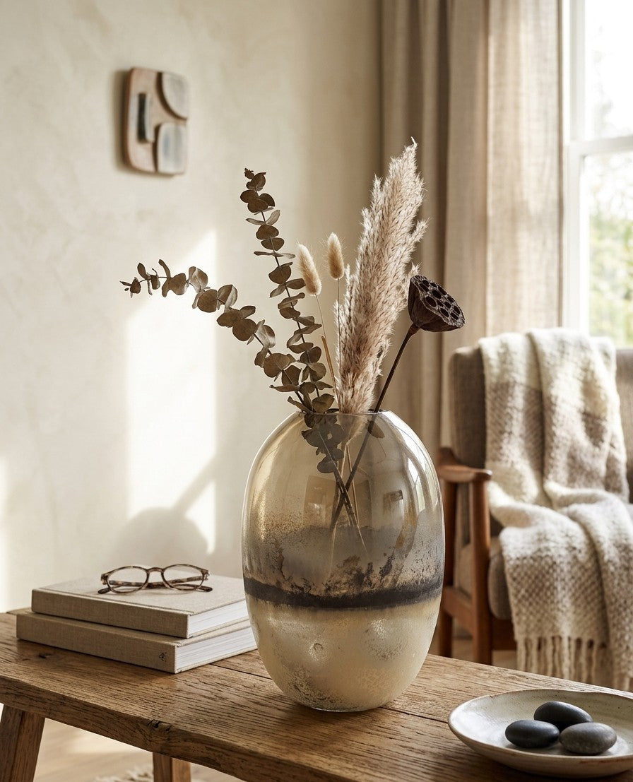 Expobazaar Silver Smoke Glaze Handcrafted Vase