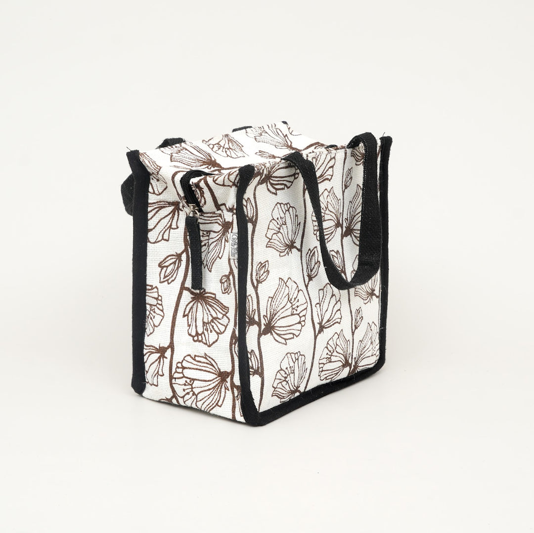 Express Jute Lunch Bag, Leaf Print, View 2