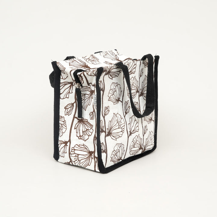Express Jute Lunch Bag, Leaf Print, View 2