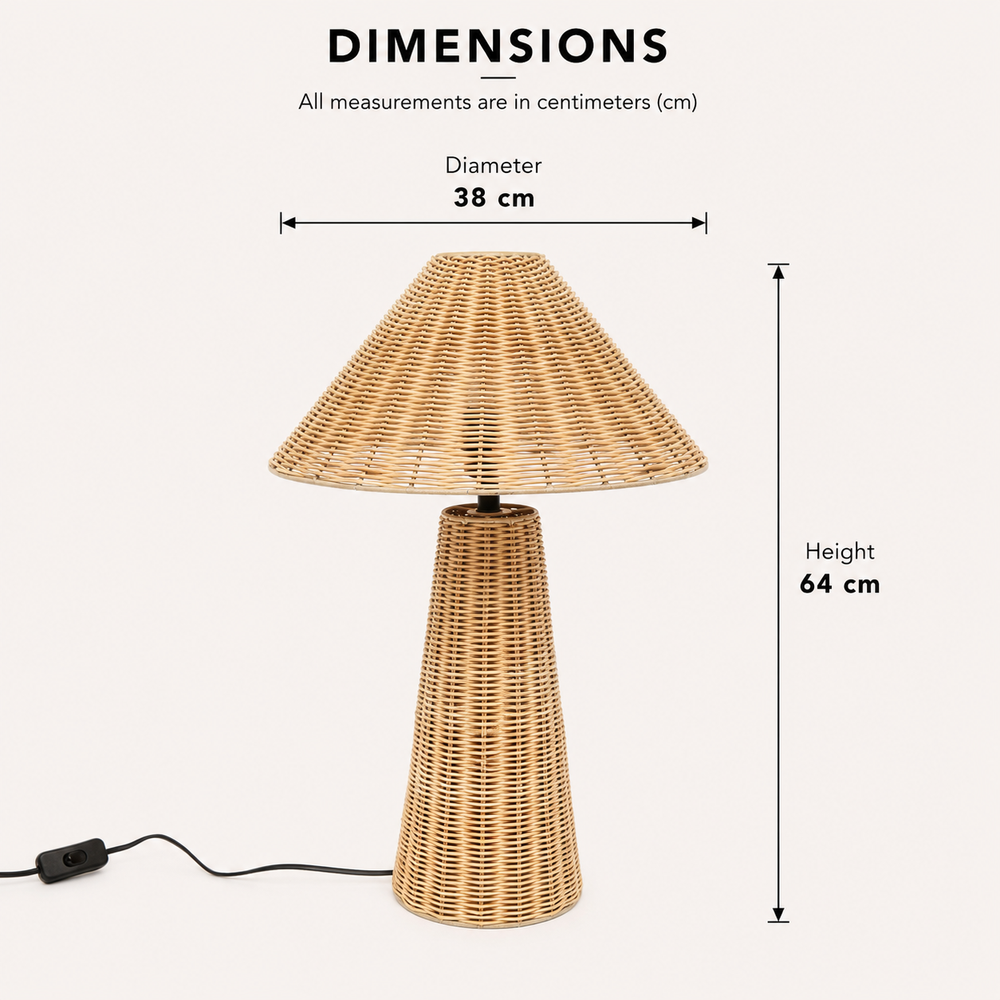 Rattan Table Lamp for Living Room & Bedroom view 1