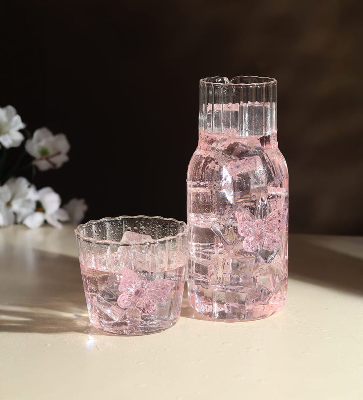 Titli Flip Butterfly Glass Bottle with Flip Top Glass view 2