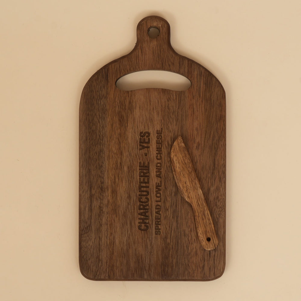 Mini mango wood cheese board with knife