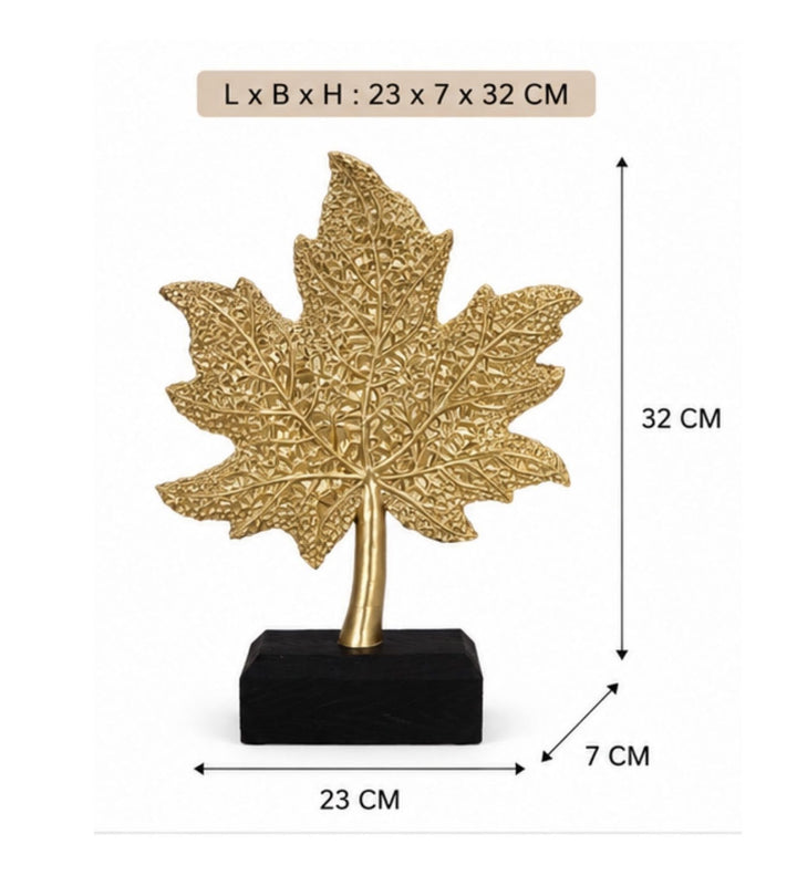 Expobazaar Elegant Golden Maple Leaf Resin Sculpture for Decor
