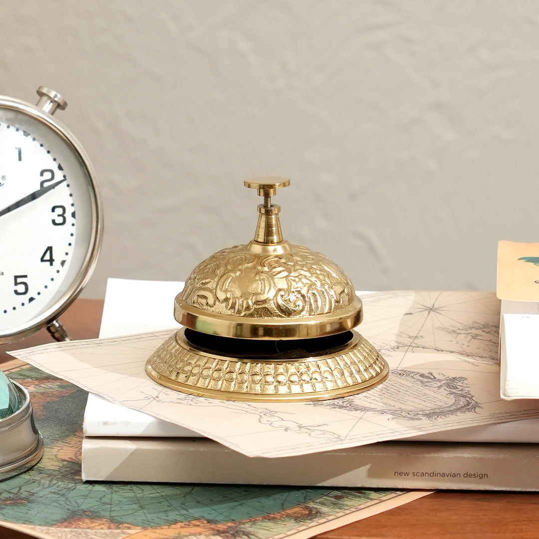 Decorative Aluminium Maharaja Desk Bell Elegant Golden Accent Piece