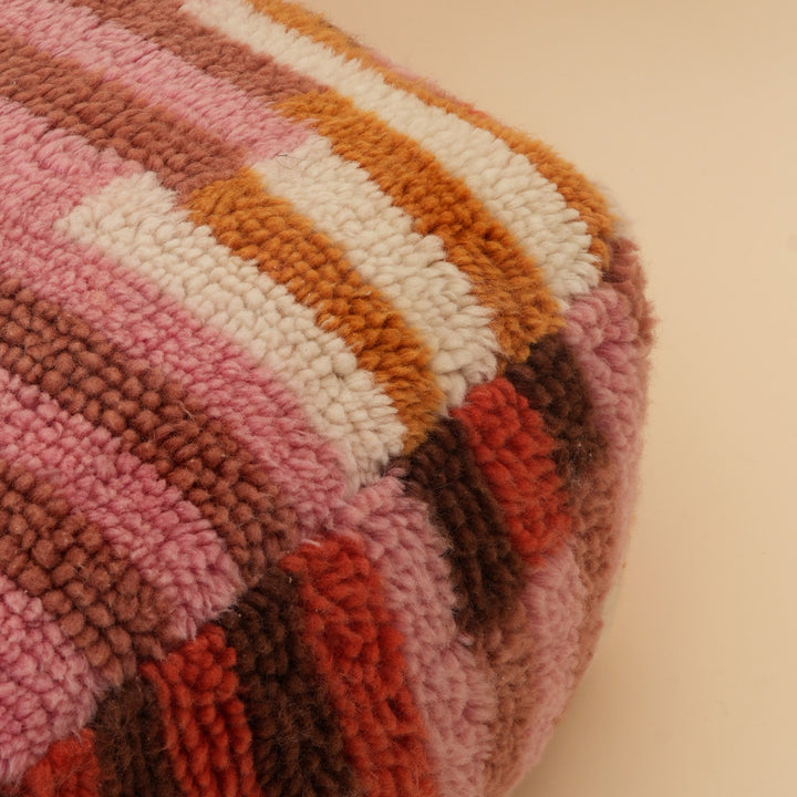 New Zealand Wool Geometric Tufted Pouf, View 5