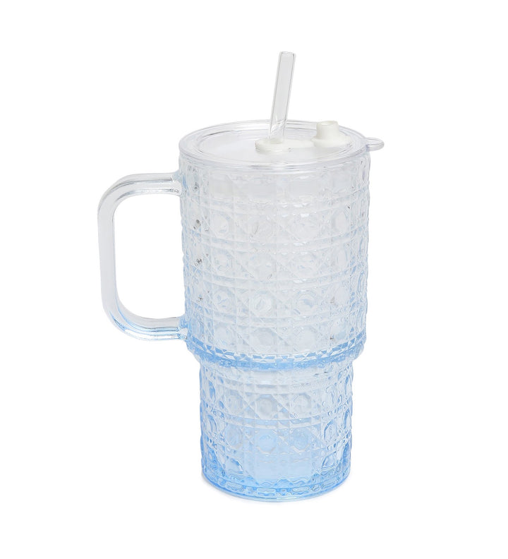 Verdelle Diamond Cut Glass Tumbler Blue view 6