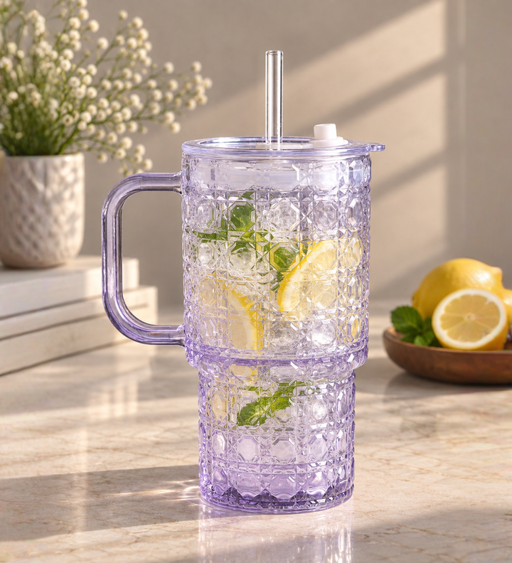 Verdelle Diamond Cut Glass Tumbler Purple view 2