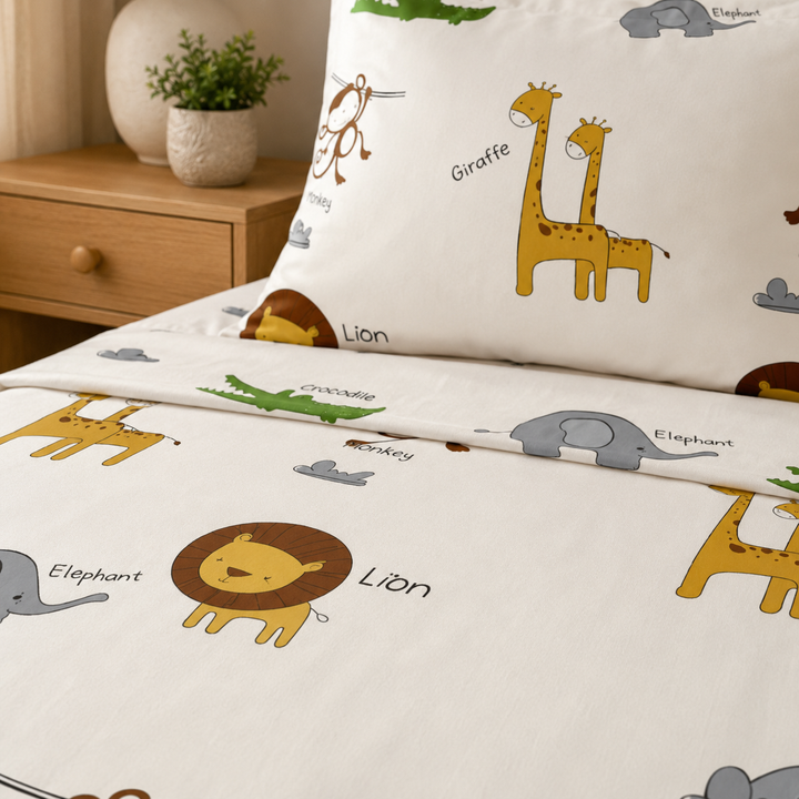 Kids Vibrant Animal Print Bedsheet