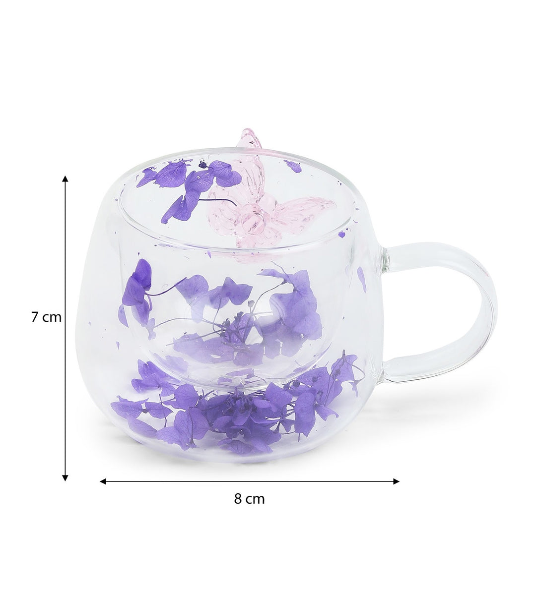 Titli Bloom Floral Glass Mug with Butterfly Purple view 3