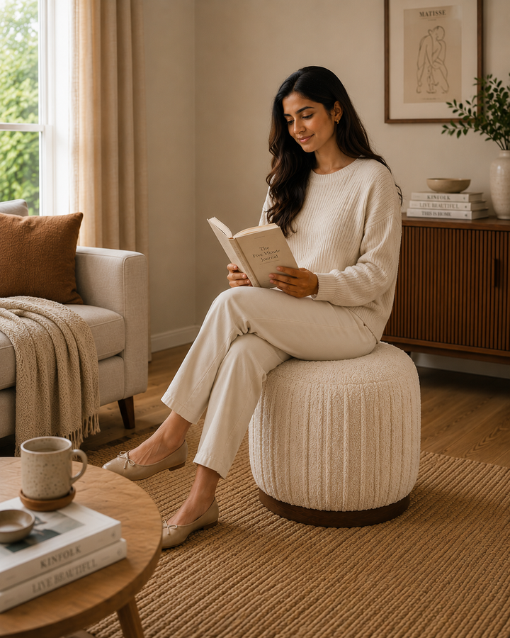 Expobazaar Opaa Homes Poppy Pouffe | White