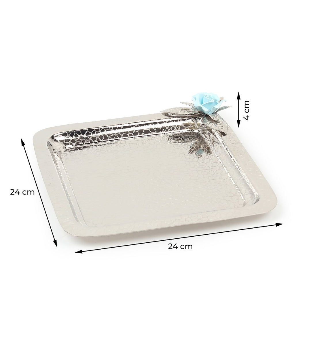 Petal Eclat Square Stainless Steel Serving Tray Blue view 2