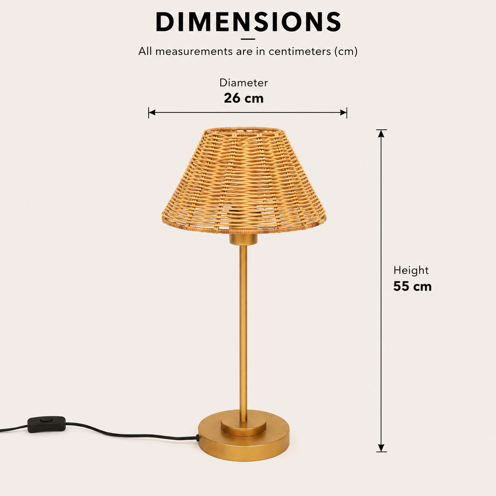 Rattan Table Lamp for Living Room & Bedroom view 1