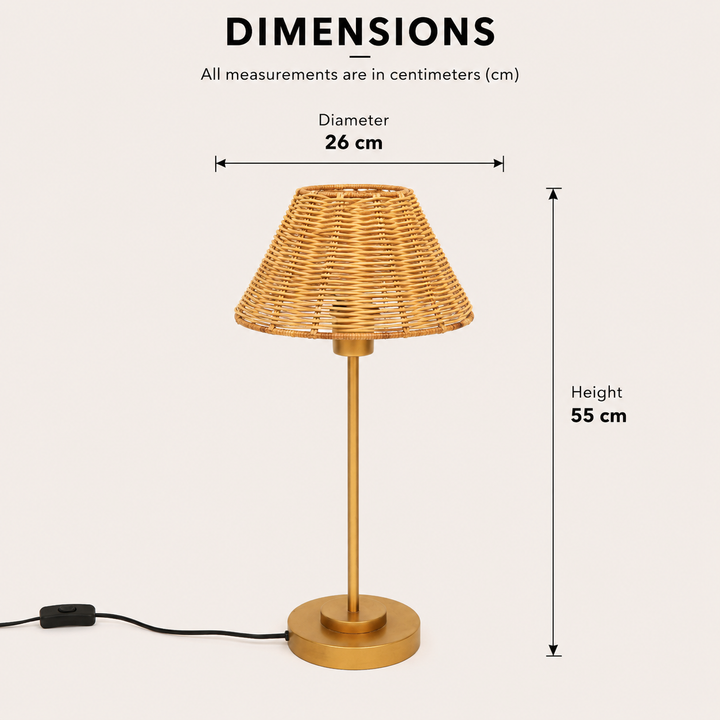 Rattan Table Lamp for Living Room & Bedroom view 1