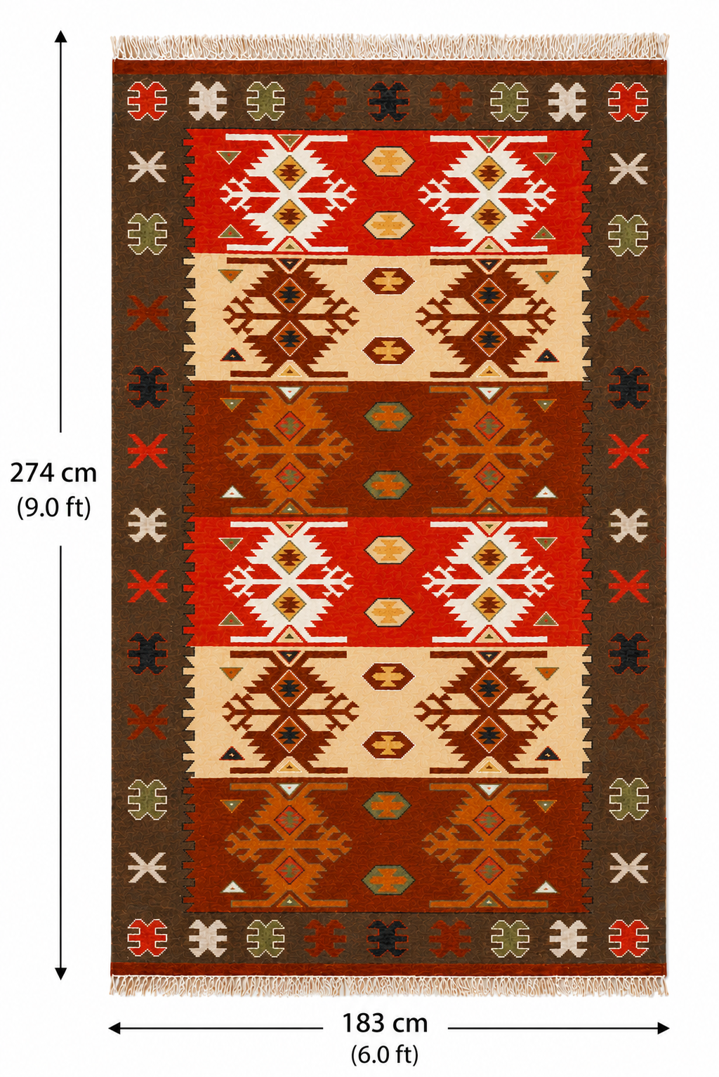 Vintage Muted Handwoven Wool Kilim Rug