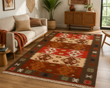 Vintage Muted Handwoven Wool Kilim Rug