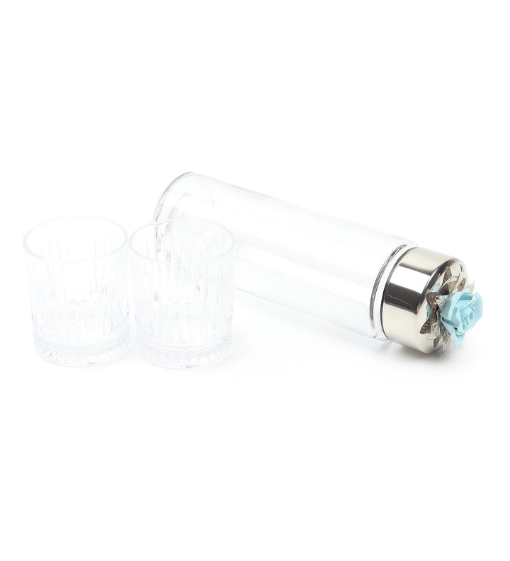 Petal Eclat Glass Water Bottle and Glass Set Blue view 7