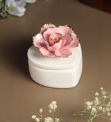 Devotion Heart Shaped Porcelain Rose Trinket Box view 1