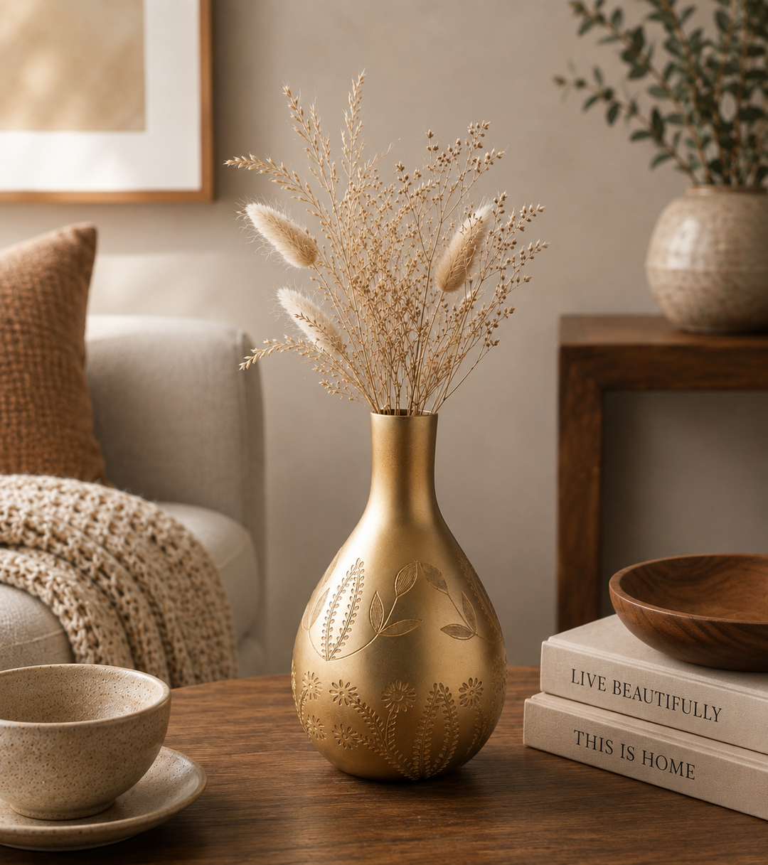 Glass Flower Vase, Gold