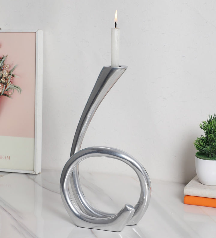 Expobazaar Flame Twisted Candle Holder Silver