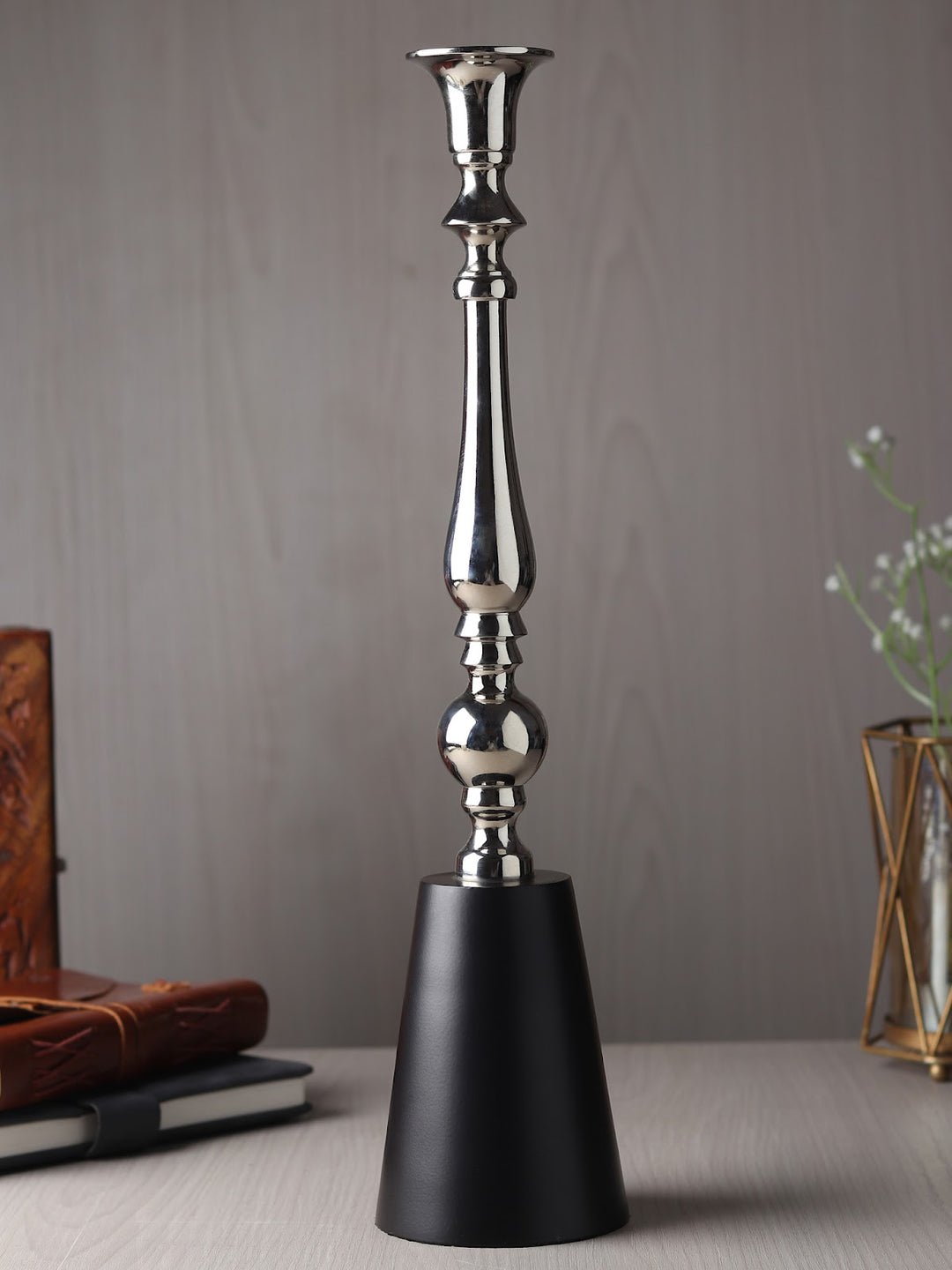 Expobazaar Valora Silver Candle Holder Large