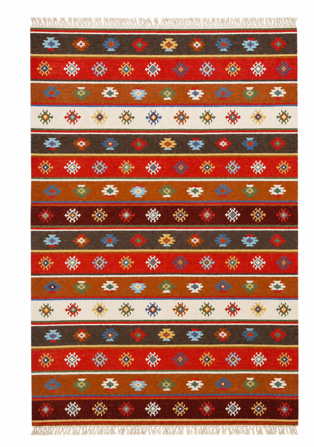 Bold Multicolour handwoven wool kilim rug by Expobazaar