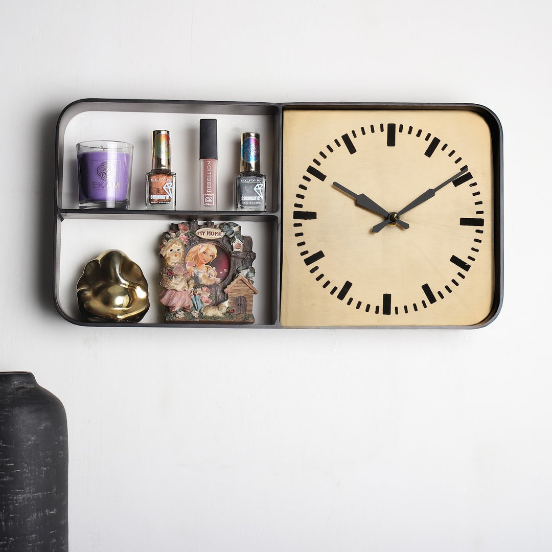 Expobazaar Timekeeper Shelves Black Aluminium Wall clock