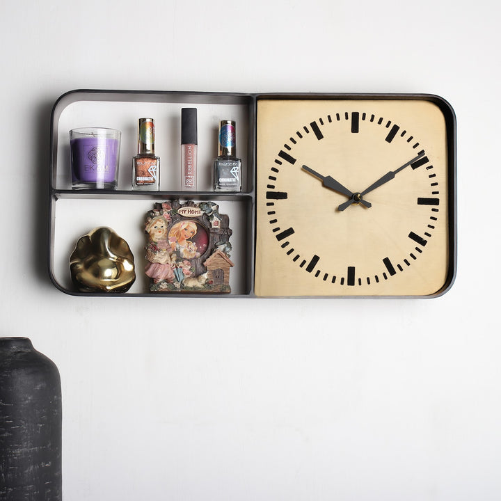 Expobazaar Timekeeper Shelves Black Aluminium Wall clock
