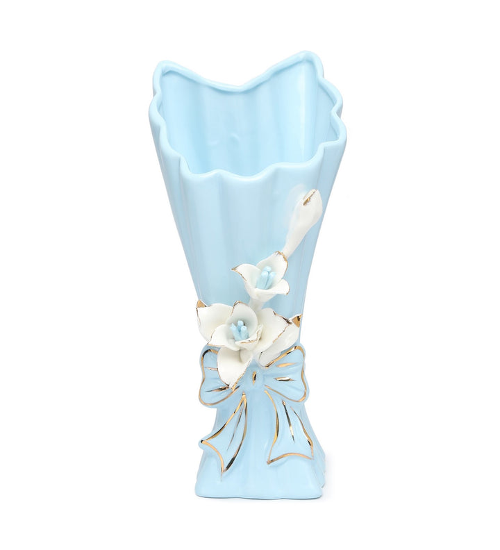 Isolde Fleur Floral Porcelain Vase Blue Big view 5