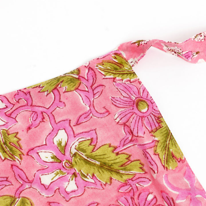 Hand Block Cotton Kitchen Apron Set, Magenta, view 3