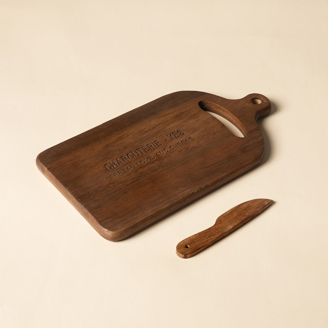 Mini mango wood cheese board with knife