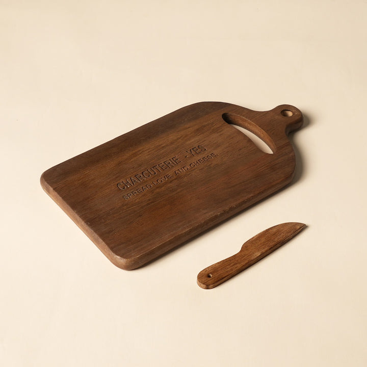 Mini mango wood cheese board with knife