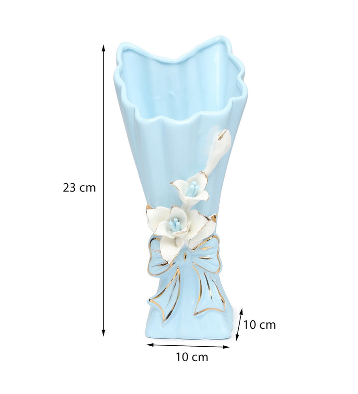 Isolde Fleur Floral Porcelain Vase Blue Big view 3