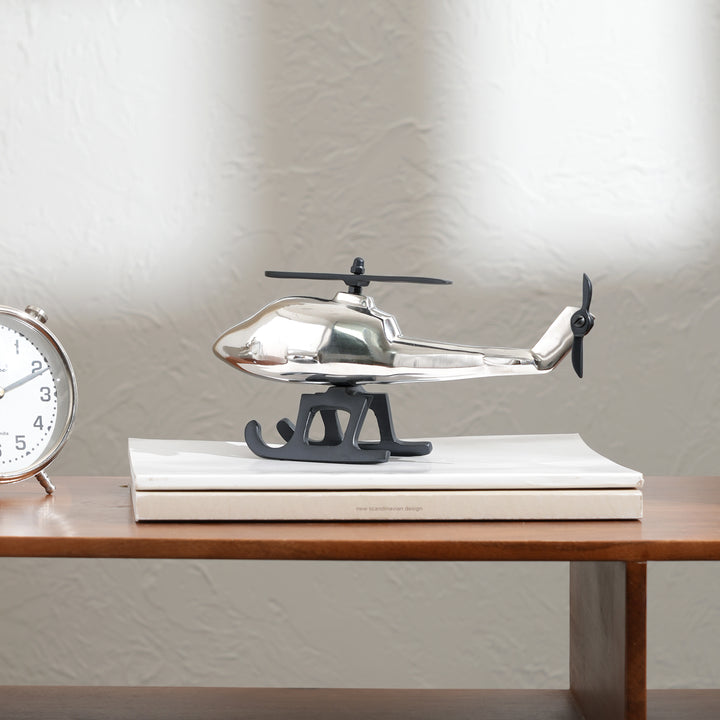 Decorative Aluminium Helicoptor Elegant NICKEL WITH BLACK Accent Piece