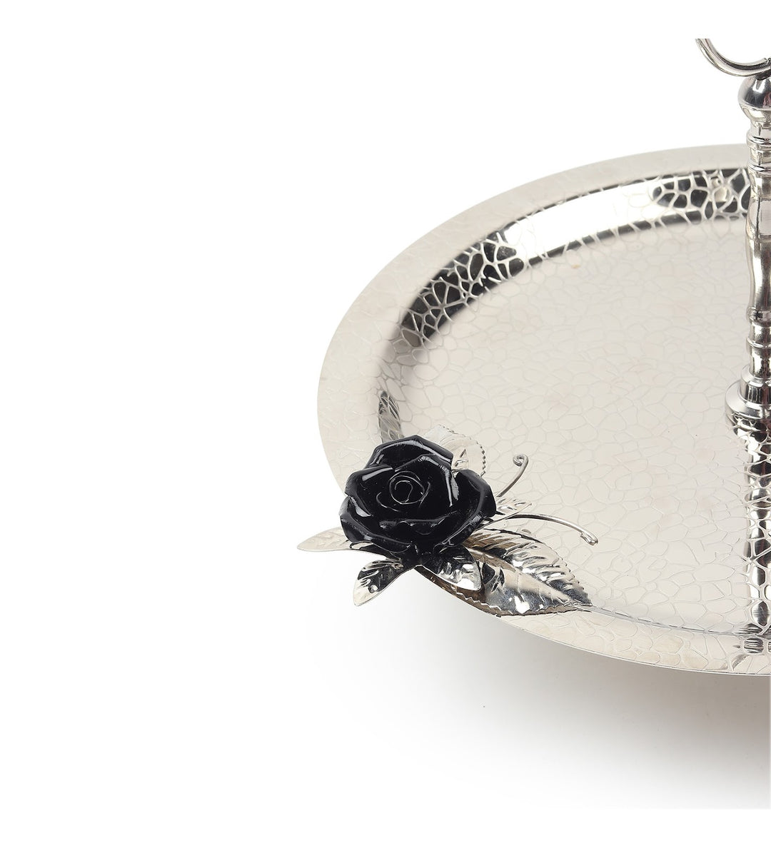 Petal Eclat Stainless Steel Cake Stand with Floral Accent Black view 6