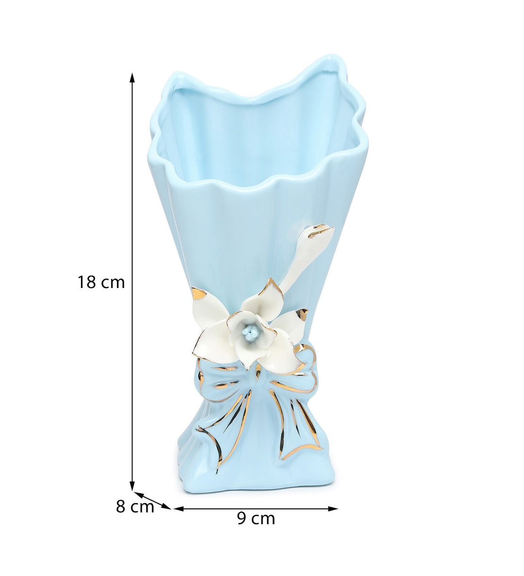 Isolde Fleur Floral Porcelain Vase Blue Small view 3