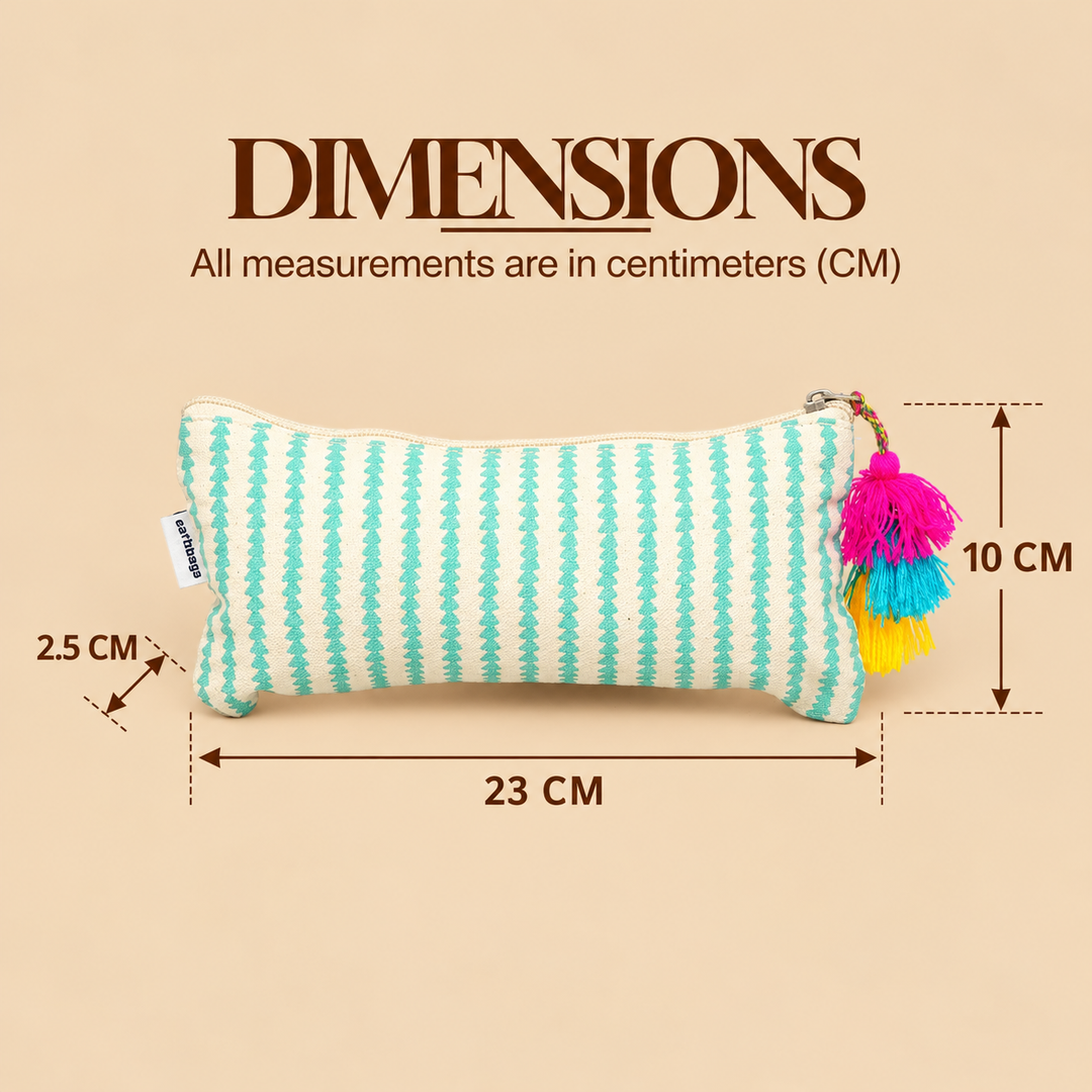 Teal Stripe Tassel Pencil Pouch, View 5
