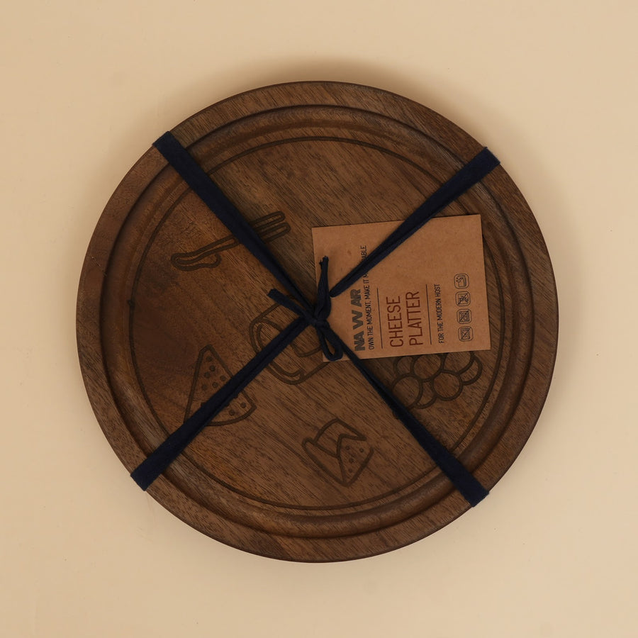 Etched mango wood cheese serving board