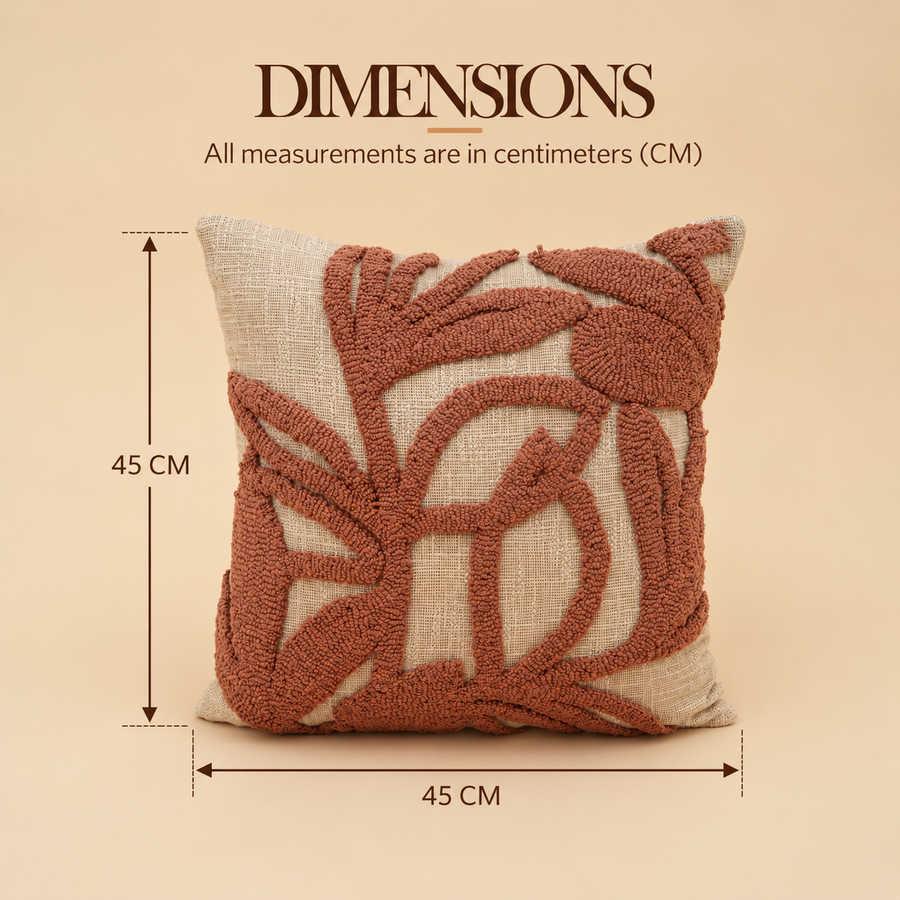 Copper Botanical Tufted Cotton Cushion