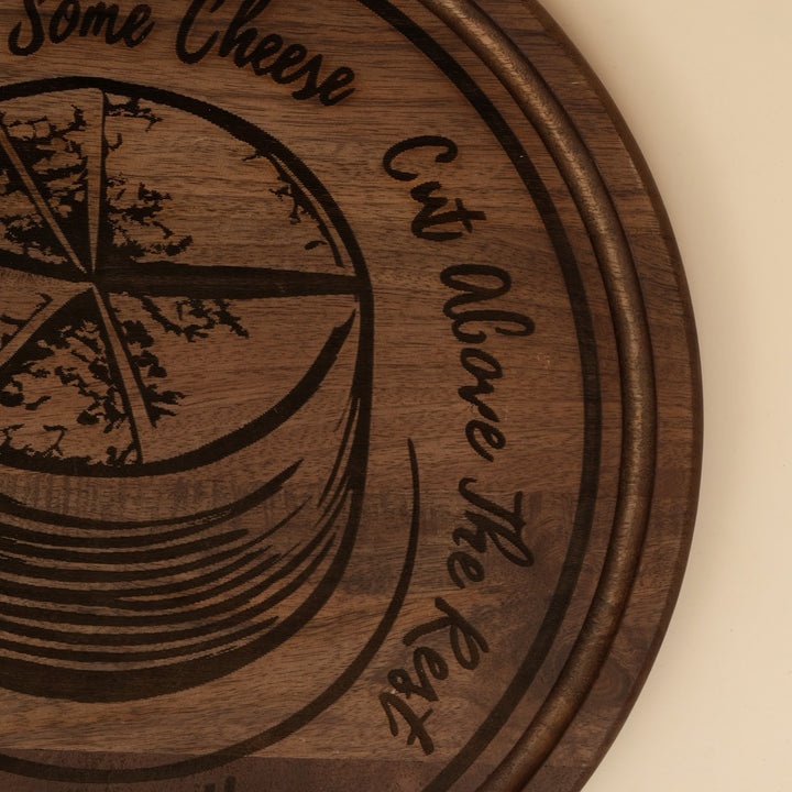 Handcrafted mango wood round cheese board platter