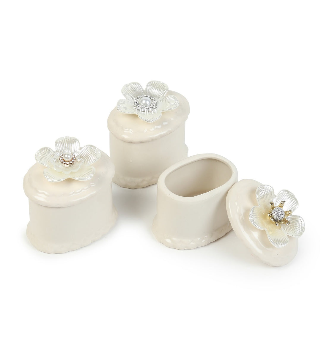 Primula Three Blossom Porcelain Trinket Box Set view 6
