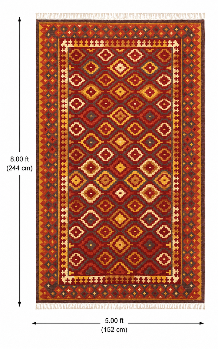 Grey Blue Handwoven Wool Kilim Rug