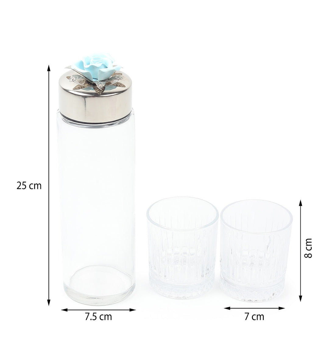 Petal Eclat Glass Water Bottle and Glass Set Blue view 3